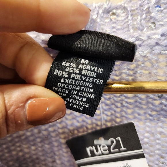 Rue21 Purple Sequins Women's Crew Neck Sweater by Pink Rose Size M NWT - Picture 6 of 9